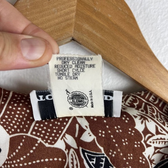 Vintage 70s Toni Todd Brown Black Floral Safari Faux Wrap Knee Dress Women's 10 - Picture 4 of 12